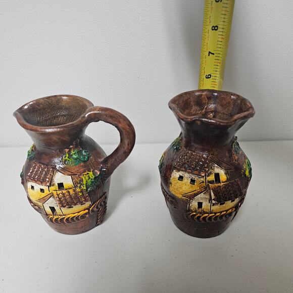 Set of 2 Handcrafted Guatamalan Vases with Three Dimensional Houses main image 7